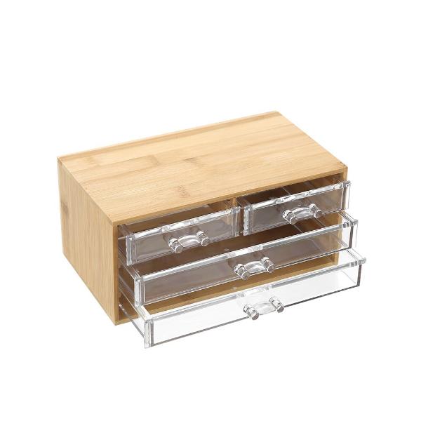 Boxsweden Bano Accessories 4 Drawer Bamboo Organiser - 24cm x 11cm - Image 2