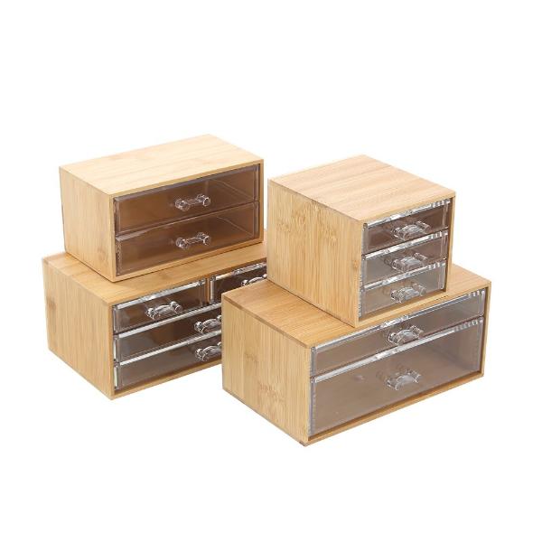 Boxsweden Bano Accessories 4 Drawer Bamboo Organiser - 24cm x 11cm - Image 3