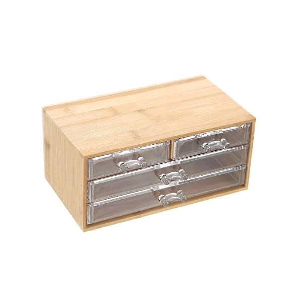 Boxsweden Bano Accessories 4 Drawer Bamboo Organiser - 24cm x 11cm - Image 4