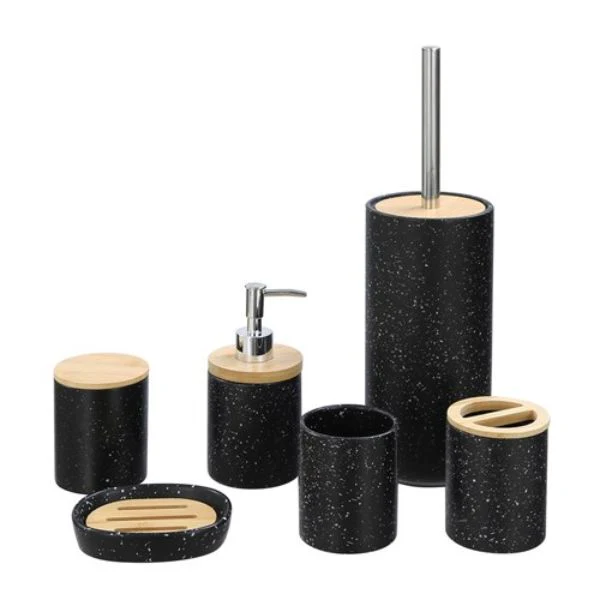 Bano Black Speckle Ceramic Bathroom Cup - 8cm x 8cm x 9cm - Image 3