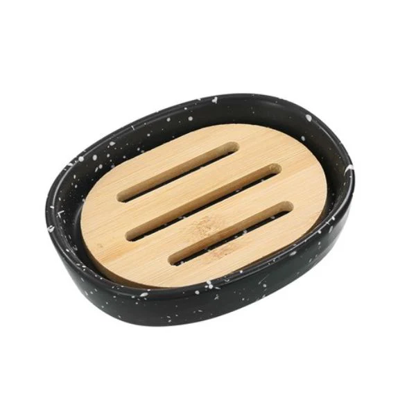 Bano Black Speckle Ceramic Soap Dish - 12.5cm x 9.5cm x 2.5cm - Image 3