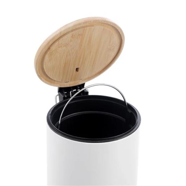 Bano Metal Bamboo Top Pedal Bin - 3L - Image 3