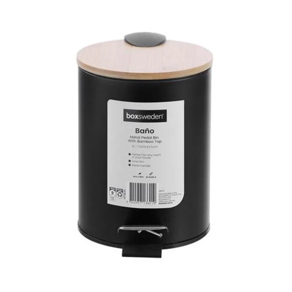 Bano Metal Bamboo Top Pedal Bin - 3L - Image 4