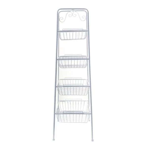 4 Tier White Baskets - 38.5cm x 38.5cm x 120cm