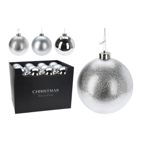 Christmas Silver Bauble - 10cm