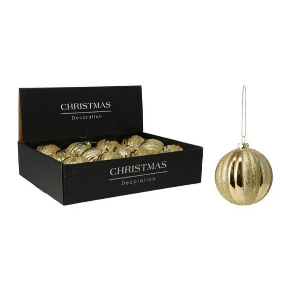 Gold With Glitter Bauble - 8cm