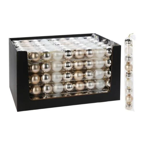 9 Pack Champagne Bauble Set - 6cm