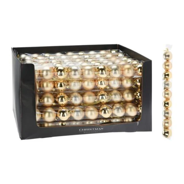 9 Pack Gold Bauble Set - 6cm