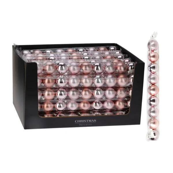 9 Pack Pink Bauble Set - 6cm