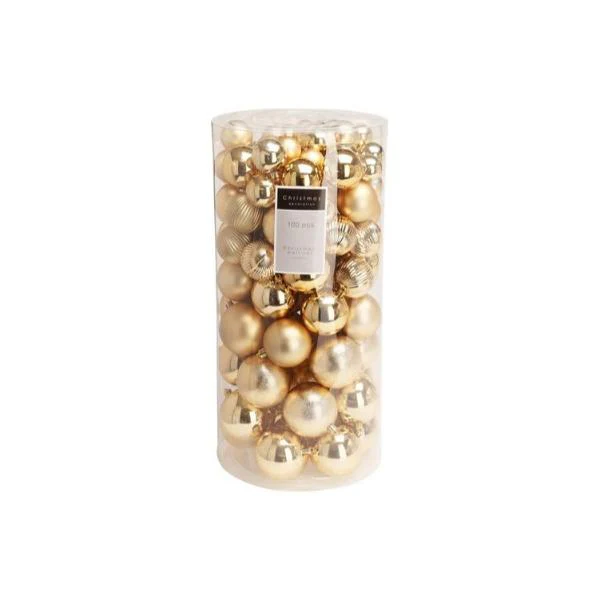 100 Pack Gold Bauble Set