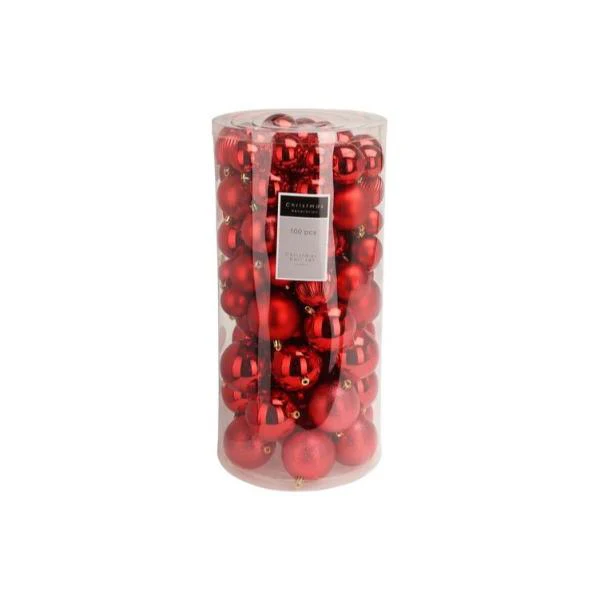 100 Pack Red Bauble Set
