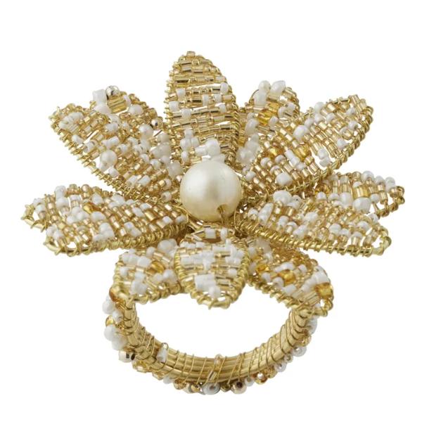 Beaded Magnolia N/Ring Acryl 9x9cm Gold