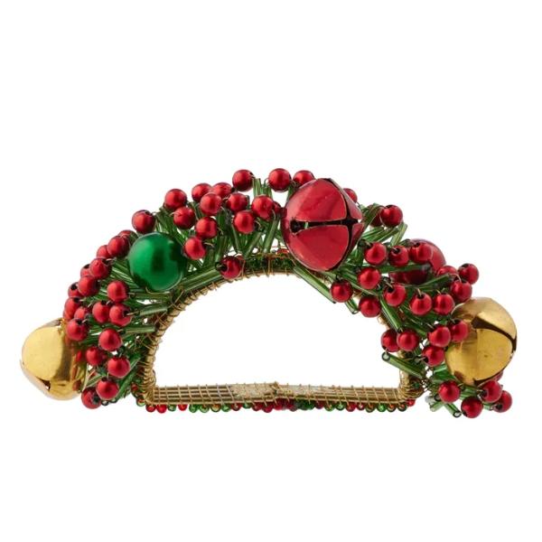 Beaded N/Ring Bells & Berries 10x7cm R/G