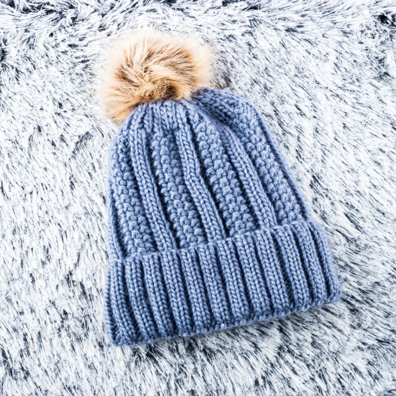 Womens Heat Control Thermal Lined Pom Pom Chunky Ribbed Knit Beanie - Image 6