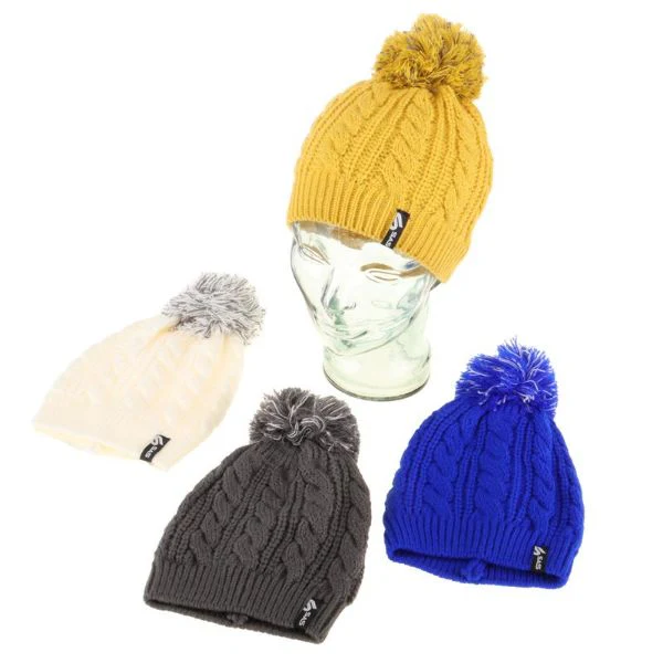 Women Soft & Cosy Pom Pom Cable Knitted Weave Beanie - Image 2
