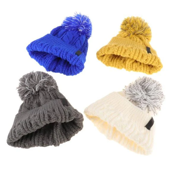 Women Soft & Cosy Pom Pom Cable Knitted Weave Beanie - Image 3