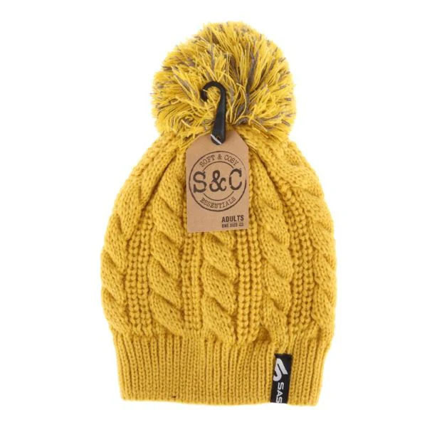 Women Soft & Cosy Pom Pom Cable Knitted Weave Beanie - Image 4
