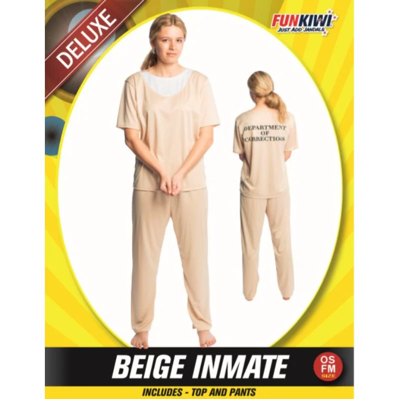 Adults Beige Inmate Deluxe Costume - Image 2