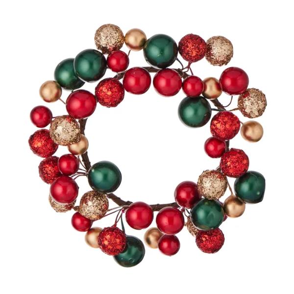 Berry Wreath PS/Iron 15x15cm Red/Grn/Gld