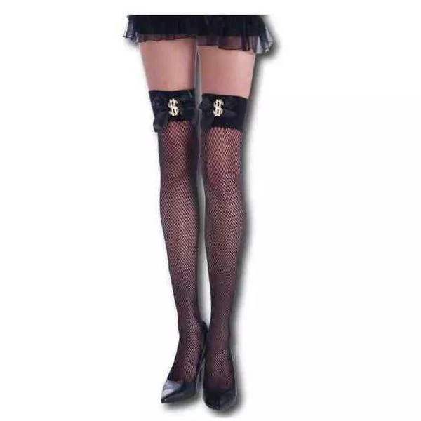 BIG DADDY FISHNET THIGH HIGHS W/$ SIGN