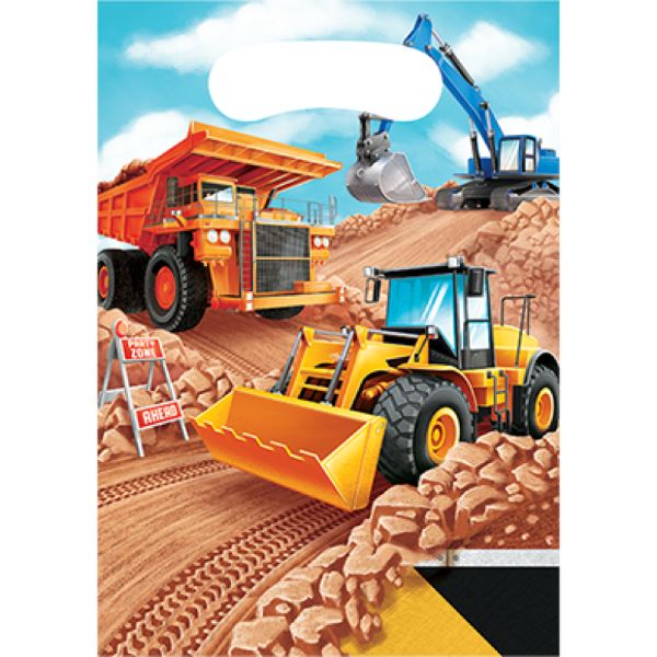 Big Dig Construction Loot Plastic Bags - 22cm x 16cm