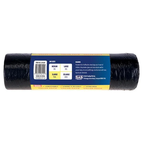 20 Black Bin Liner Garbage Bags - 140L - Image 3