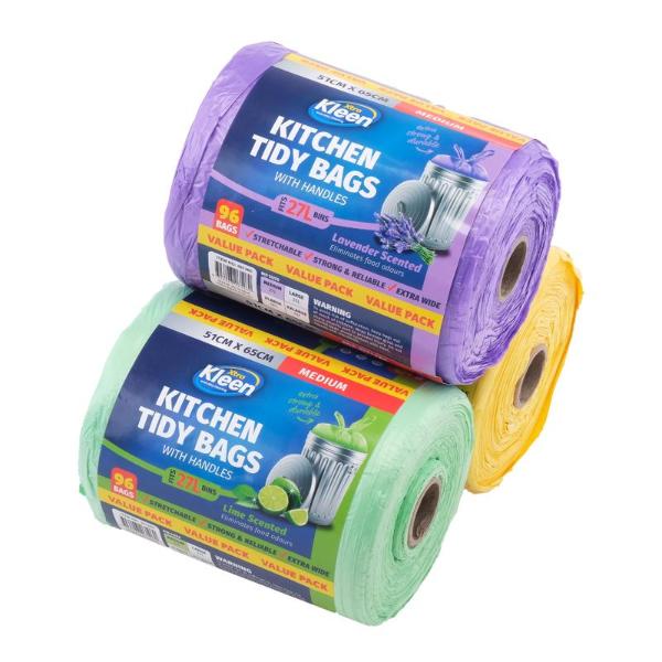 96 Bin Liner Kitchen Tidy Garbage Bags With Handle - 27L - Image 3