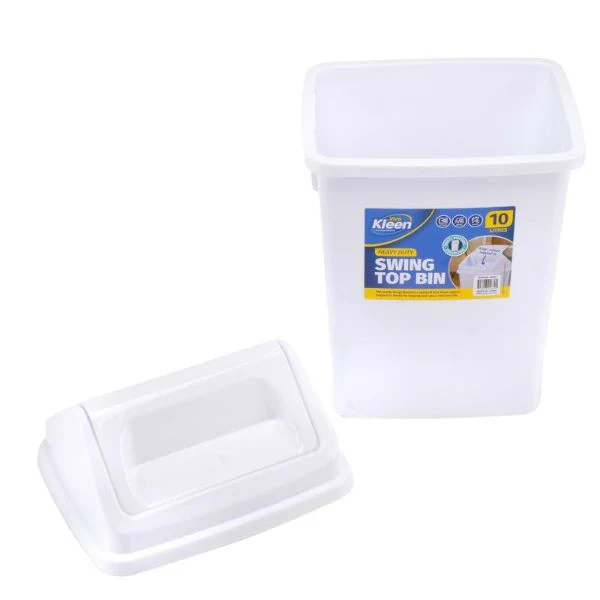White Swing Top Bin - 10L - Image 2