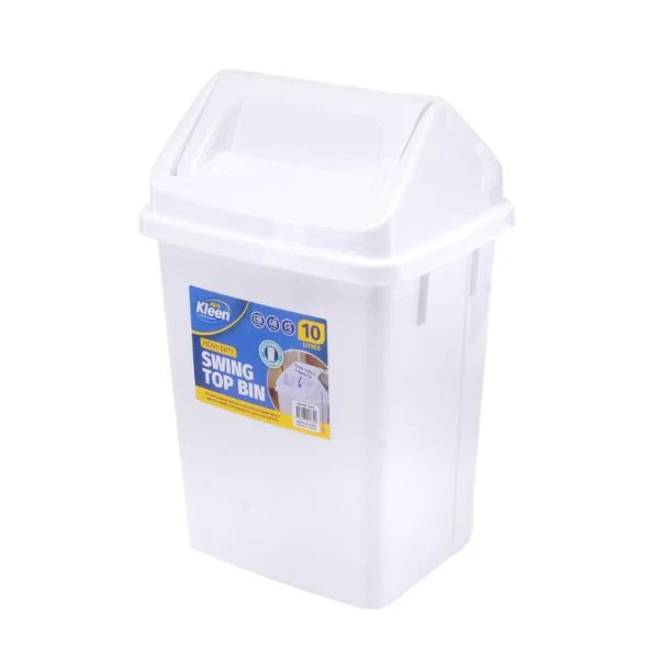 White Swing Top Bin - 10L - Image 3