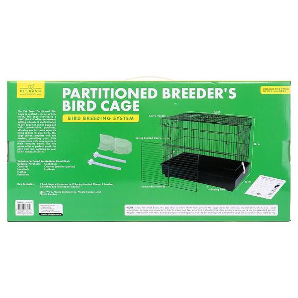 Black Or White Partitioned Breeders Bird Cage - 43.5cm x 26.5cm x 33cm - Image 3
