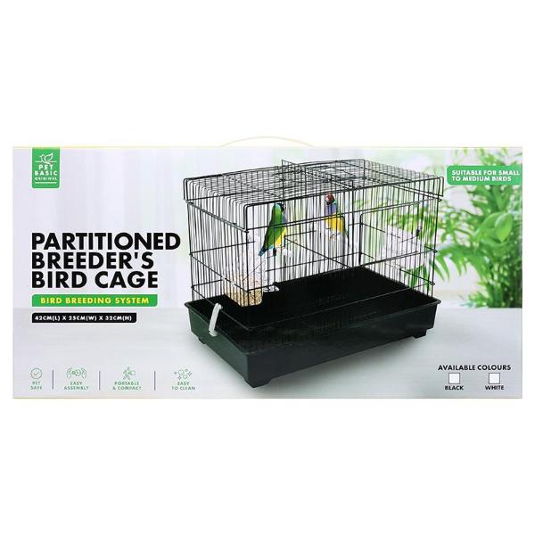 Black Or White Partitioned Breeders Bird Cage - 43.5cm x 26.5cm x 33cm - Image 4