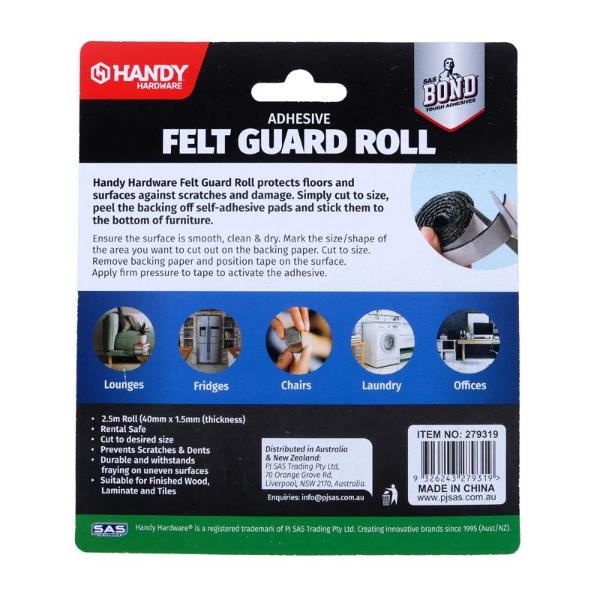 Black Felt Guard Roll - 0.15cm x 4cm x 250cm - Image 3