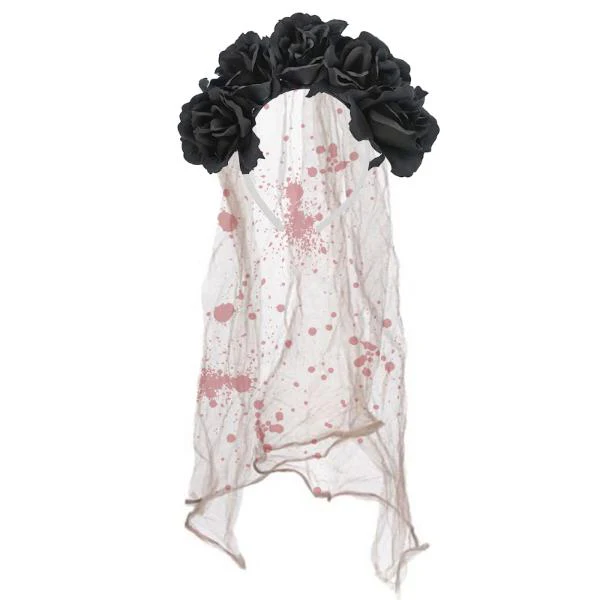 Black Rose Headband Veil