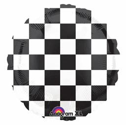 Black & White Checkerboard Design Foil Balloon - 45cm