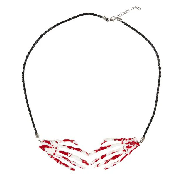 Bloody Skeleton Hands Necklace