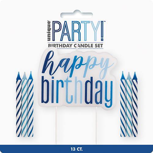 Blue Birthday Candle Set