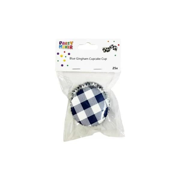 25 Pack Blue Gingham Cupcake Cup - 7cm x 3cm x 5cm - Image 5