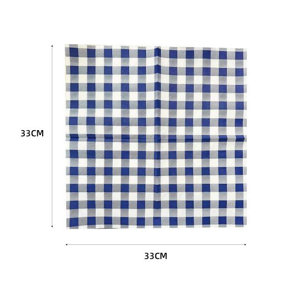 25 Pack Blue Gingham Cocktail Napkin - 33cm x 33cm - Image 3