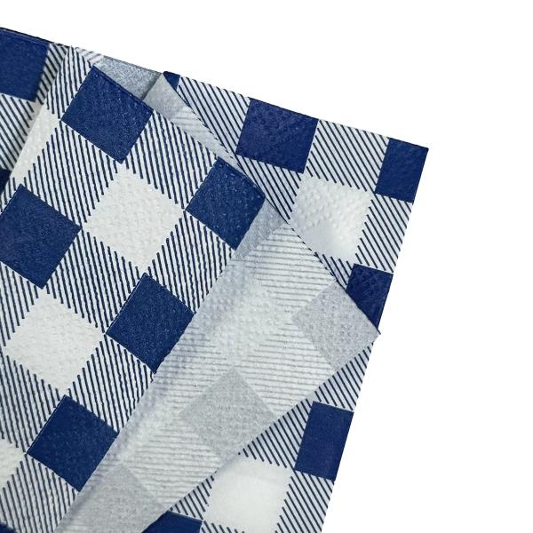 25 Pack Blue Gingham Cocktail Napkin - 33cm x 33cm - Image 4