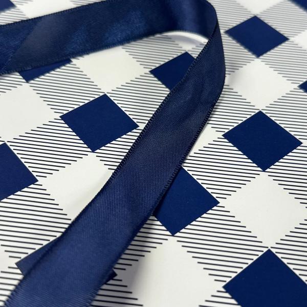 Blue Gingham Paper Bag - 25cm x 10cm x 33cm - Image 2
