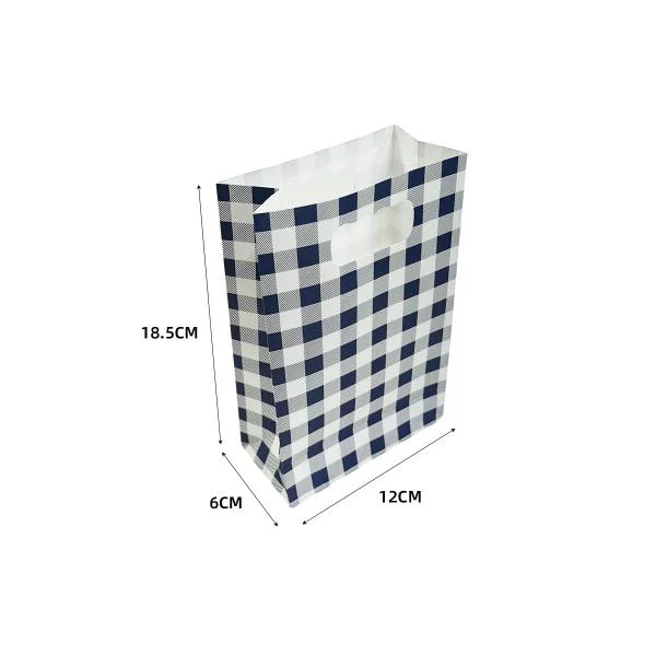 6 Pack Blue Gingham Paper Bag - 12cm x 6cm x 18.5cm - Image 2