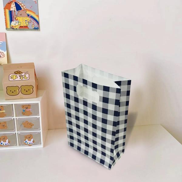 6 Pack Blue Gingham Paper Bag - 12cm x 6cm x 18.5cm - Image 5
