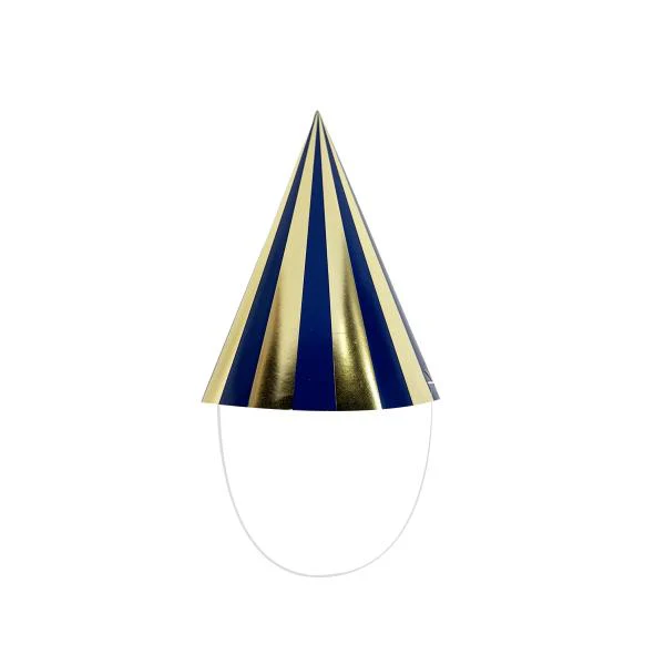 6 Pack Blue Gingham Paper Hat - 10cm x 16cm