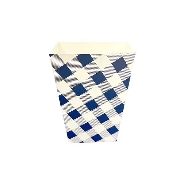 10 Pack Blue Gingham Popcorn Box - 10cm x 6cm x 15cm