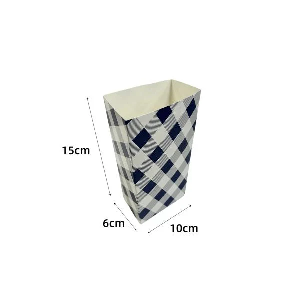 10 Pack Blue Gingham Popcorn Box - 10cm x 6cm x 15cm - Image 5