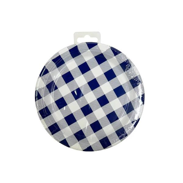 20 Pack Blue Gingham Paper Plate - 17cm - Image 5