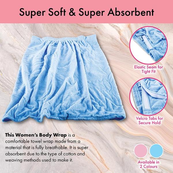 Blue Or Pink Microfibre Body Wrap Towel - Image 4