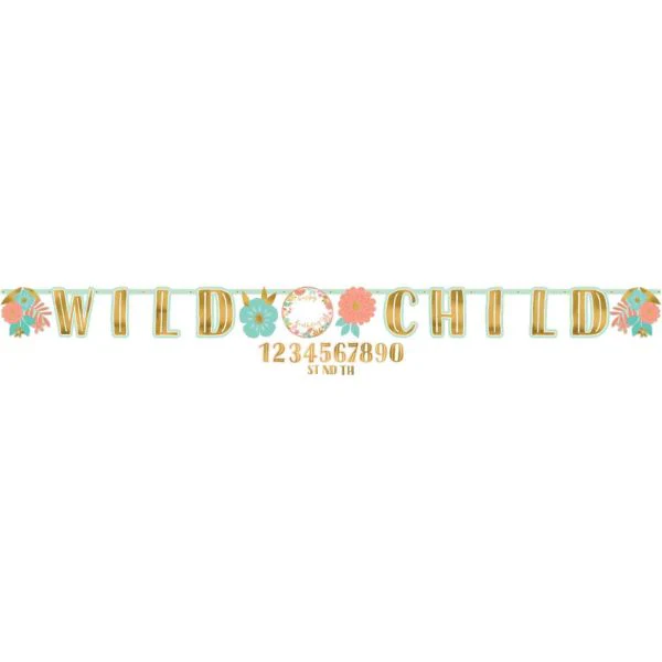 Jumbo Birthday Girl Add An Age Wild Child Letter Banner