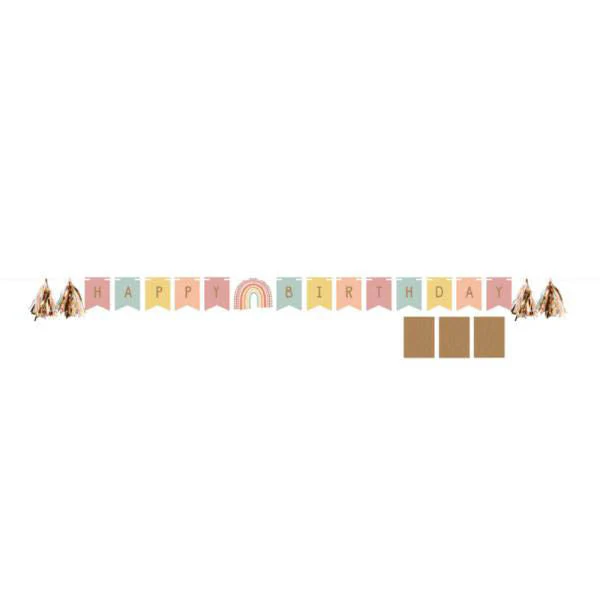 Boho Rainbow Shaped Banner With Ribbon & Stickers