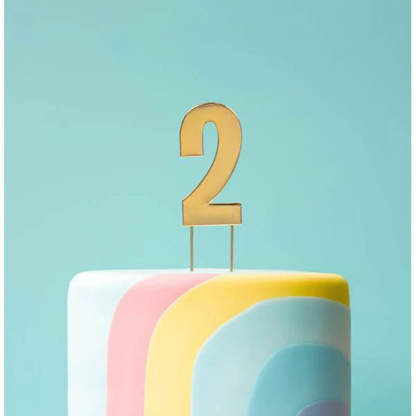 Gold Bold Number 2 Cake Topper - Image 2